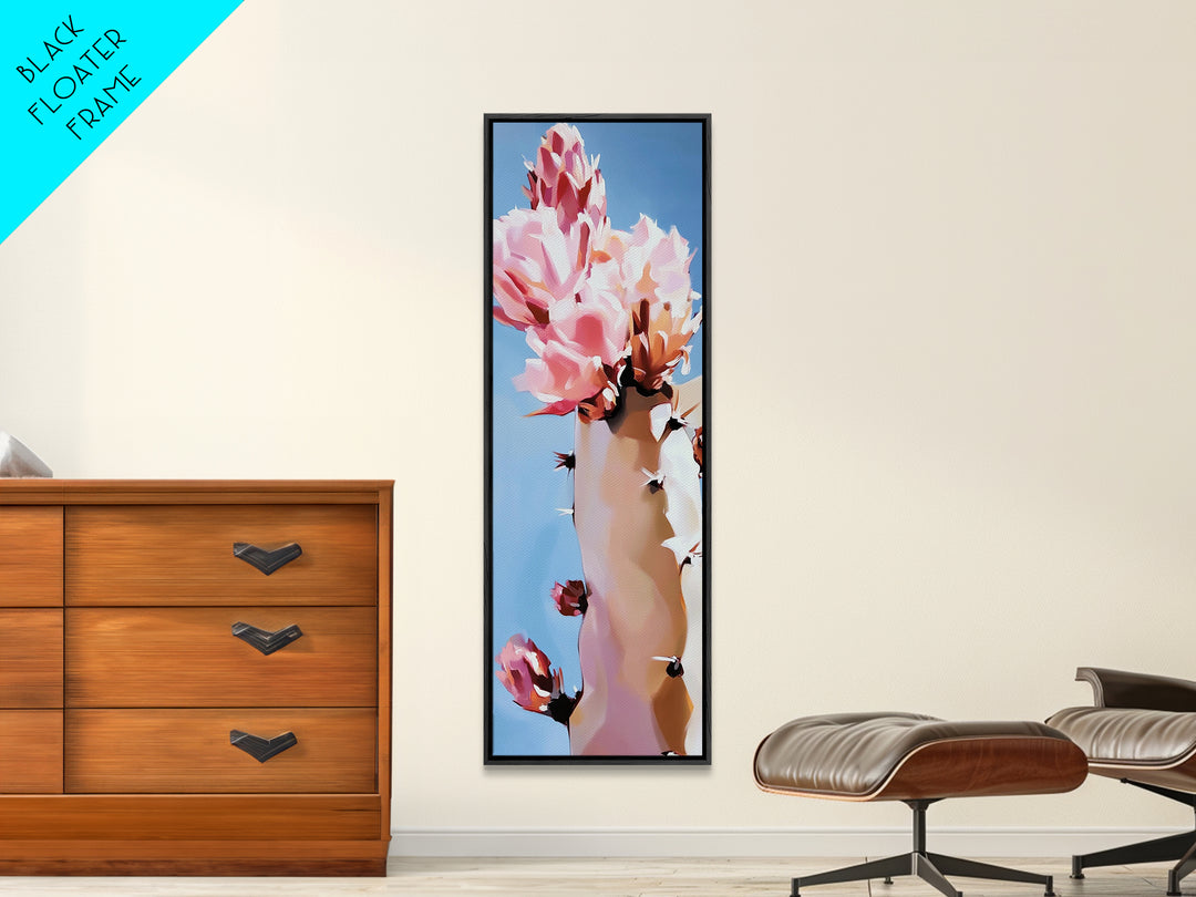 Desert Cactus Painting Framed Canvas Print Colorful Landscape Art, Joshua Tree Art, Boho Wall Art, Coastal Cowgirl Wall Art, Gift Idea