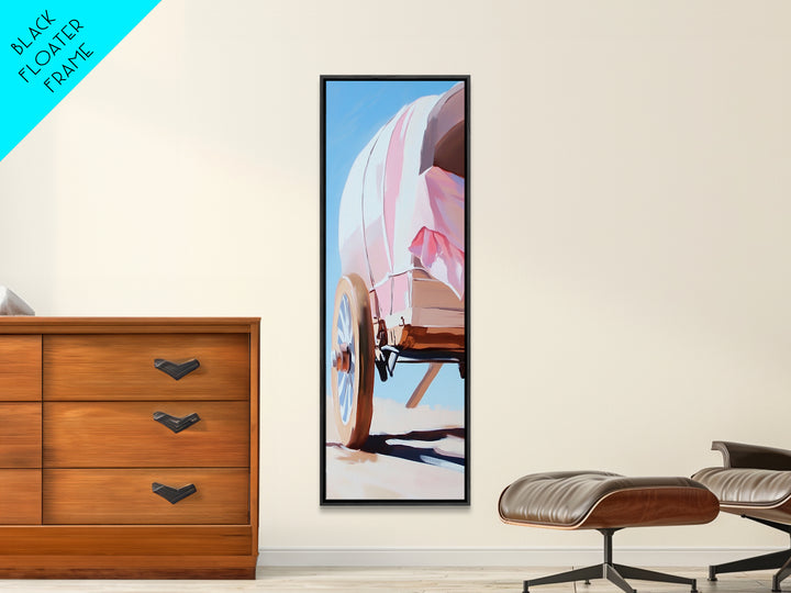 Covered Wagon Closeup Framed Canvas Print Rustic Decor Farmhouse Art Minimalist Painting Southwest Wall Art