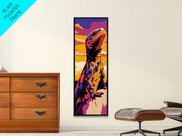 Colorful Lizard Pop Art Framed Canvas Print Whimsical Art Bright Colors Wall Art Southwest Wall Art Geometric Wall Art
