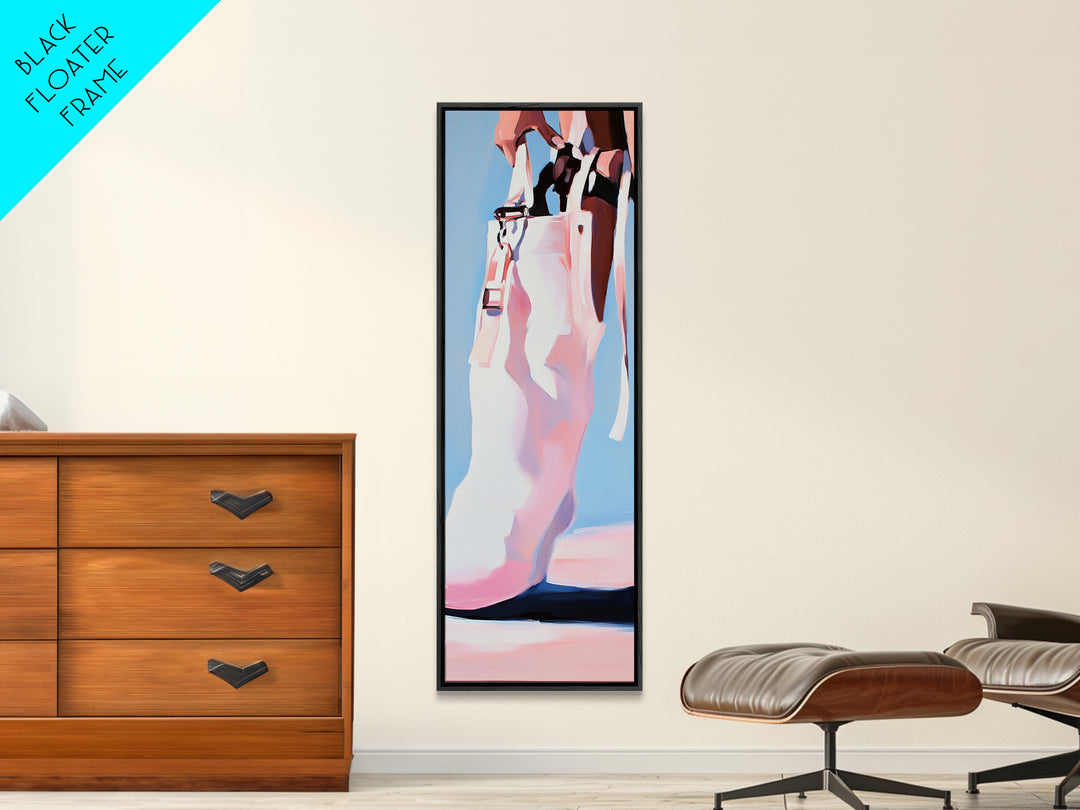 Cowgirl Boot Fashion Canvas Print Black Cowgirl Painting Coastal Cowgirl Wall Art Pink Abstract Art Light Pink Wall Art Gift Idea