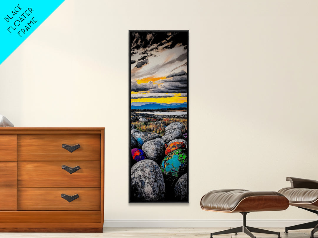 Vibrant Sunset Landscape Framed Canvas Print Joshua Tree Art Lake Tahoe Art Rustic Wall Art Southwest Wall Art Extra Wide Art