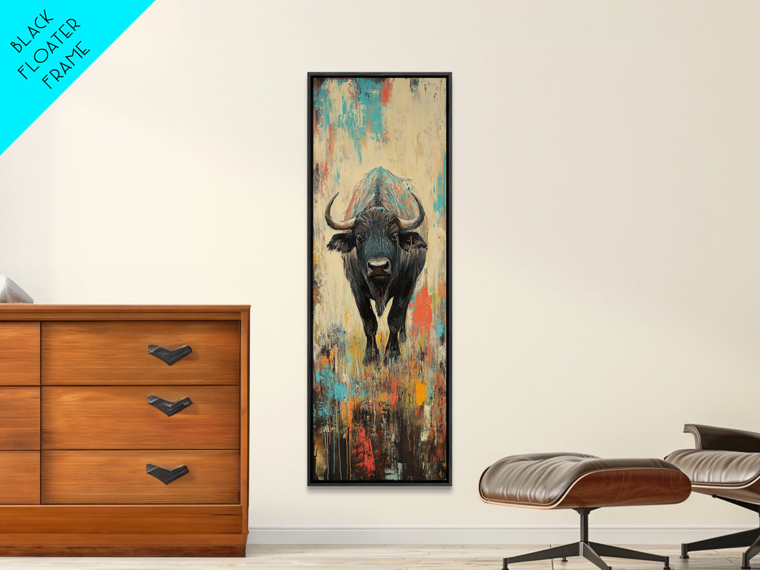 Moody Bison Canvas Print Rustic Wall Art Farmhouse Art Wabi Sabi Art Southwest Wall Art Living Room Art Vertical Wall Art