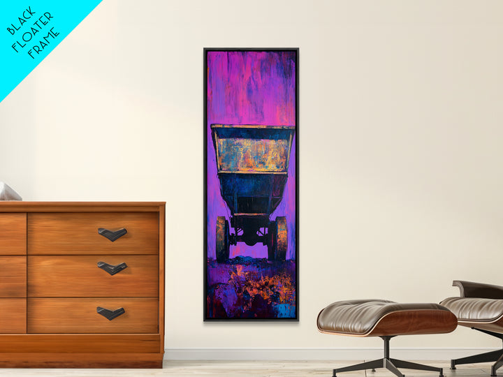 Abstract Mine Cart Framed Canvas Print custom car painting industrial decor rustic art moody art blotter art unique wall art extra wide art