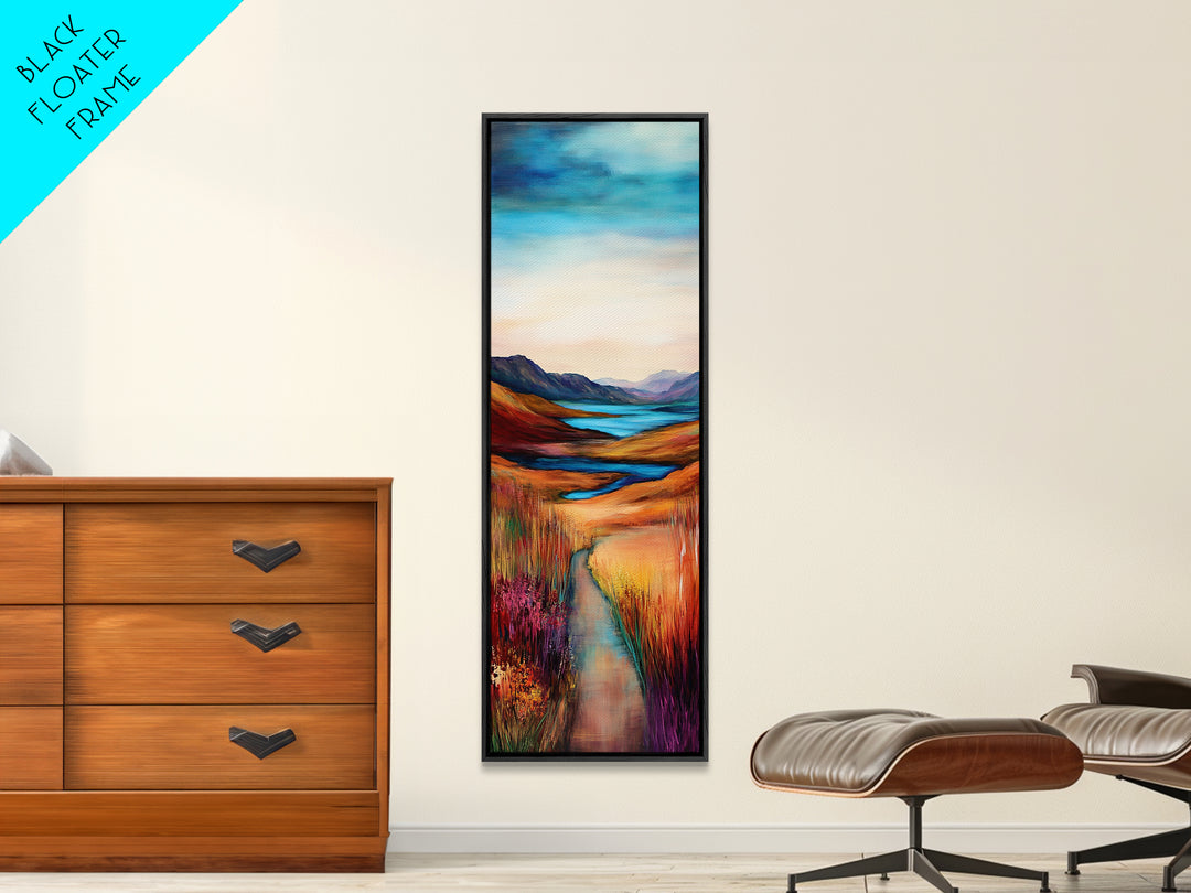 Rolling Hills Landscape Framed Canvas Print mountain painting, Ireland painting, landscape painting, lake Tahoe art, rustic wall art