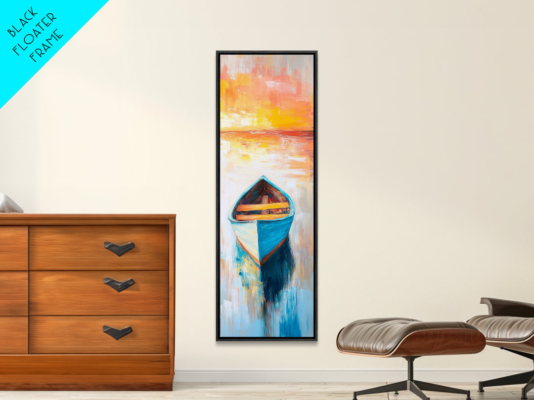 Colorful Boat at Sunset Canvas Print nautical painting coastal decor seascape painting beach house wall art ocean art