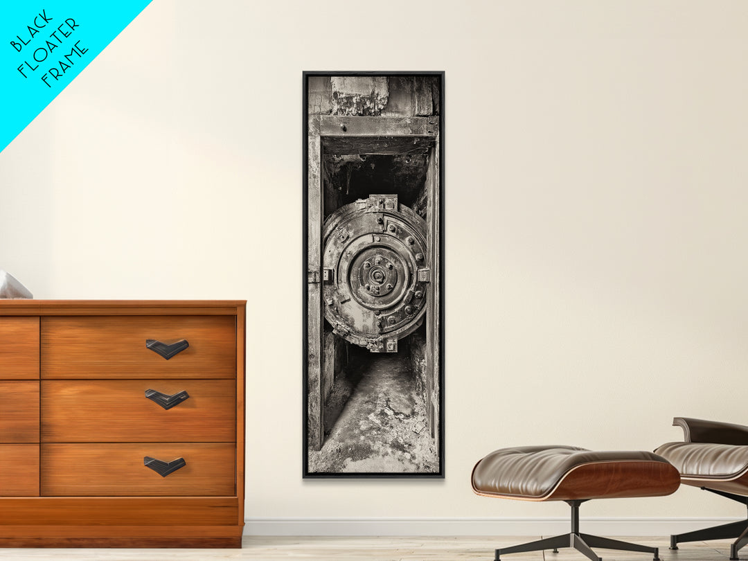 Abandoned Vault Door, Rustic Canvas Print, wabi sabi art, rustic decor, moody art, industrial wall art, antique architecture, above bed wall art