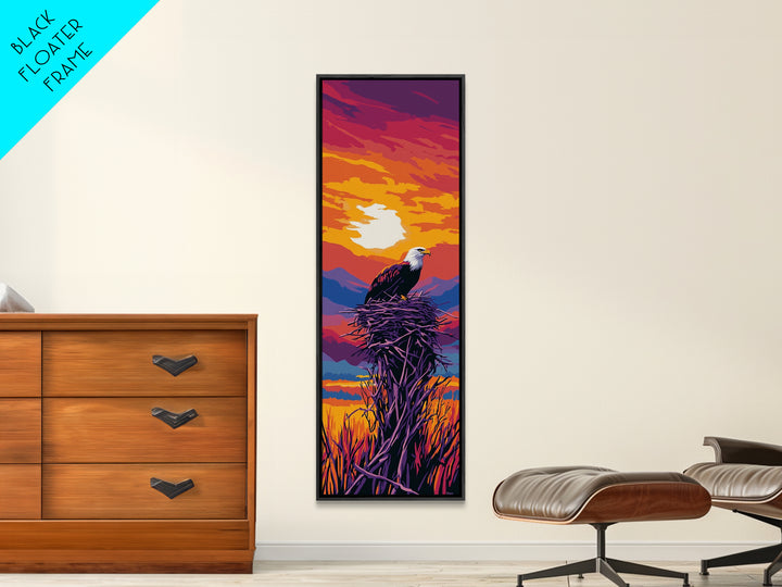 Vibrant Sunset Eagle, Canvas Print, bird art, landscape painting, moody art, rustic décor, southwest wall art, pine tree art, gift idea him