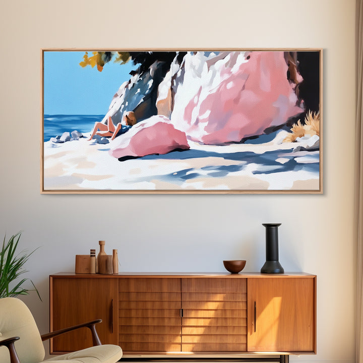 Coastal Landscape Art, Nautical Painting, Beach House Art, Panoramic Art, Seascape Painting, Canvas Print, Minimalist Art, Horizontal Wall Art