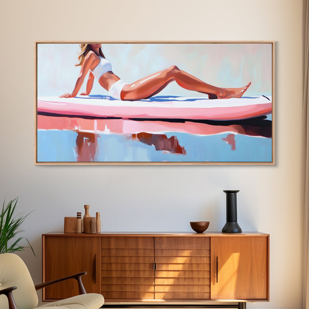 Coastal Woman, coastal wall art, beach painting, pastel art, nautical decor, surf wall art, canvas print