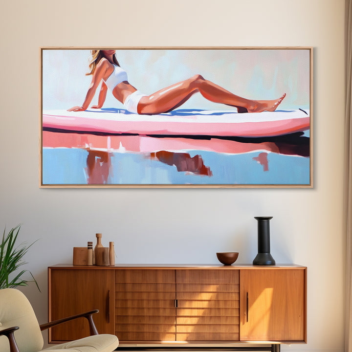 Coastal Woman, coastal wall art, beach painting, pastel art, nautical decor, surf wall art, canvas print