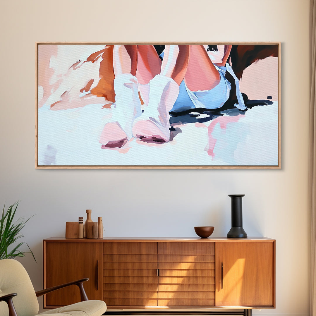 Cowgirl Boots, black cowgirl painting, rustic wall art, farmhouse decor, moody woman lying in bed painting, framed canvas print