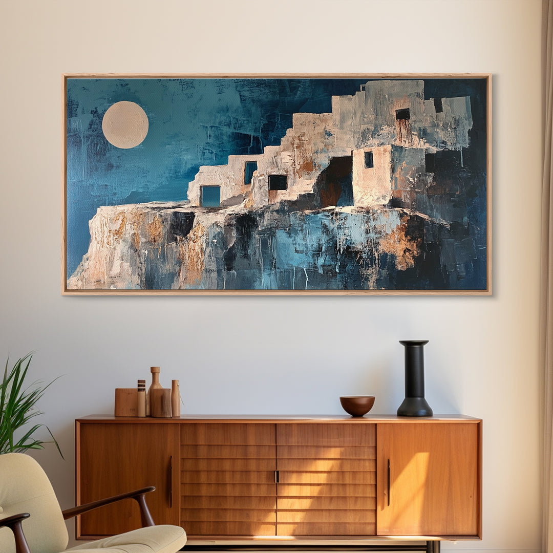 Adobe House, Southwest Wall Art, Boho Art, Wabi Sabi Art, Rustic Decor, Extra Wide Art, Bright Home Decor, Framed Canvas Print