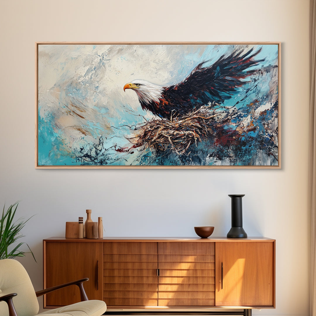 Bald Eagle, Bird Art, Rustic Decor, Wildlife Art, Mountain Painting, Southwest Wall Art, Living Room Art, Framed Canvas Print, Moody Art