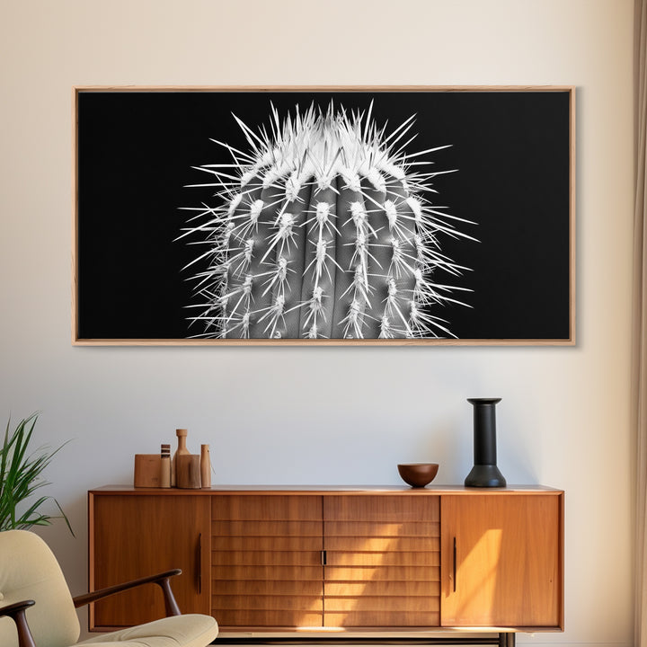 Cactus Spines, southwest wall art, desert art, botanical prints, geometric wall art, nature photography, sharp contrast, Framed Canvas Print