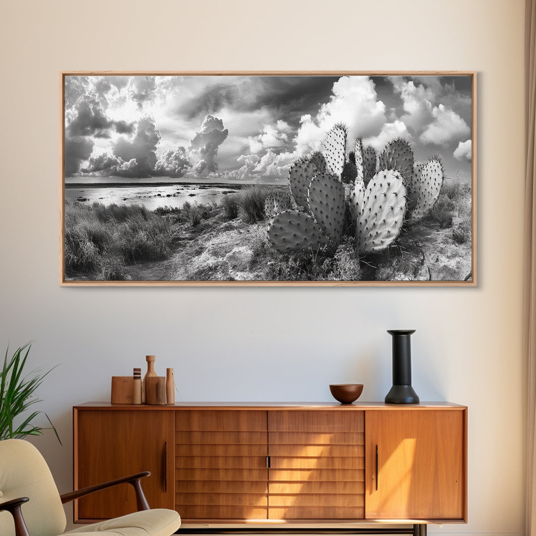 Desert Landscape, Joshua tree art, rustic decor, botanical prints, scenic view, panoramic art, southwest wall art, Canvas Print