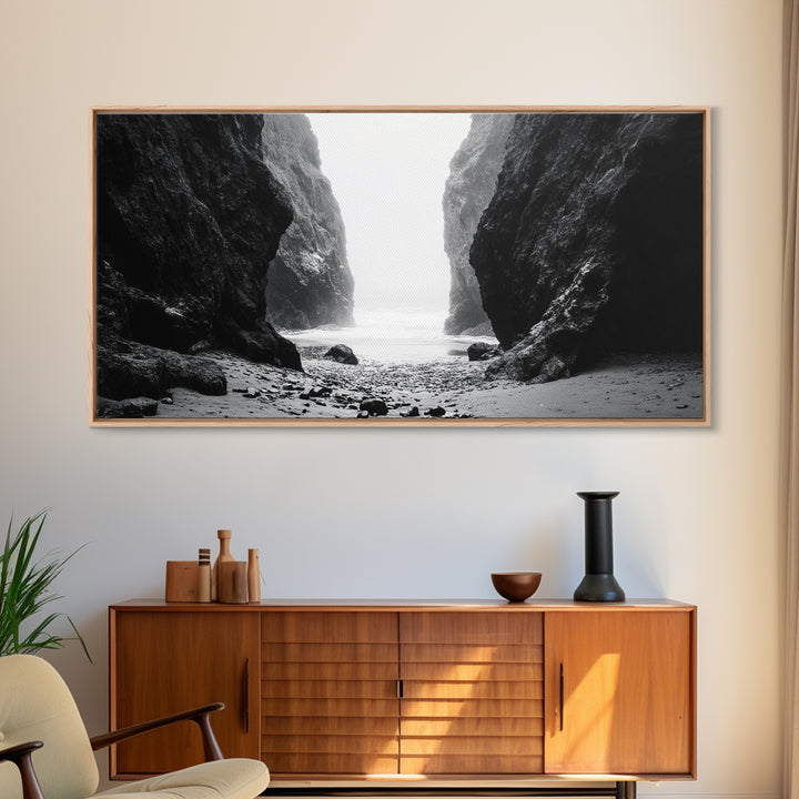 Canyon, moody art, dramatic landscape, rustic decor, wabi sabi art, minimalist art, vertical wall art, farmhouse art, framed canvas print
