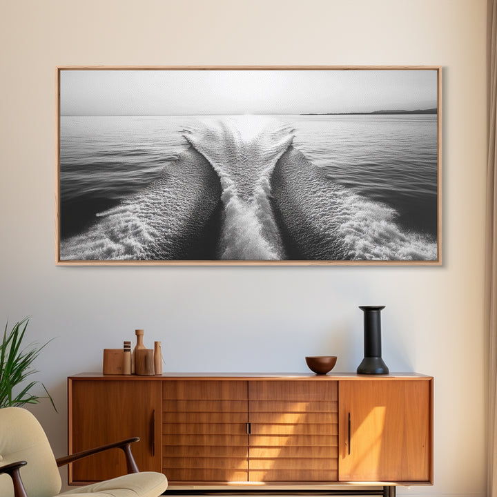 Nautical painting, ocean waves, coastal decor, seascape painting, panoramic art, extra wide art, framed canvas print