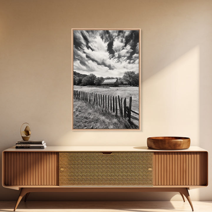 Abandoned Cabin, rustic wall art, farmhouse decor, moody art, countryside painting, wabi sabi art, framed canvas print, vintage wall decor