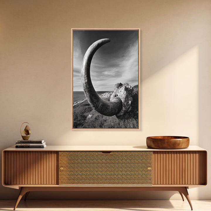 Ancient Horn, ozymandias art, rustic wall art, moody decor, nature landscape art, wabi sabi art, framed canvas print, farmhouse decor