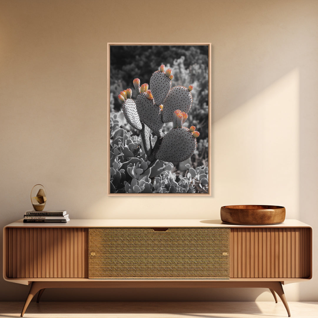 Desert cactus, southwest wall art, Joshua tree art, framed canvas print, botanical prints, rustic boho decor, floral desert painting