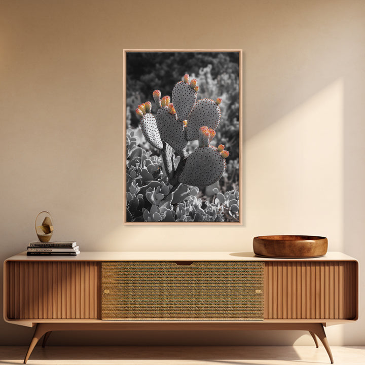 Desert cactus, southwest wall art, Joshua tree art, framed canvas print, botanical prints, rustic boho decor, floral desert painting