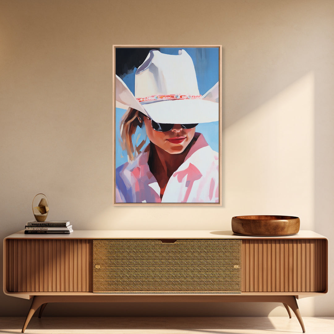 Cowgirl, Western Art, Rustic Decor, Coastal Cowgirl Wall Art, Canvas Print, Gift Idea For Her, Bedroom Art, Above Bed Wall Art