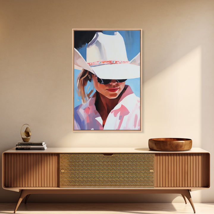 Cowgirl, Western Art, Rustic Decor, Coastal Cowgirl Wall Art, Canvas Print, Gift Idea For Her, Bedroom Art, Above Bed Wall Art