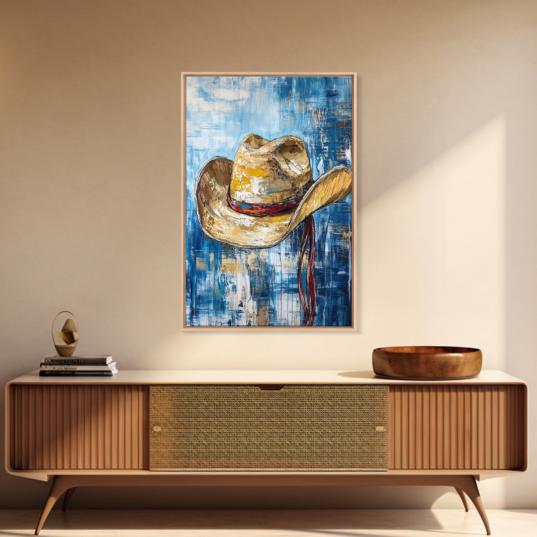 Cowboy Hat, Western Decor, Rustic Wall Art, Coastal Cowgirl Wall Art, Canvas Print, Gift Idea For Him, Farmhouse Art, Bedroom Art