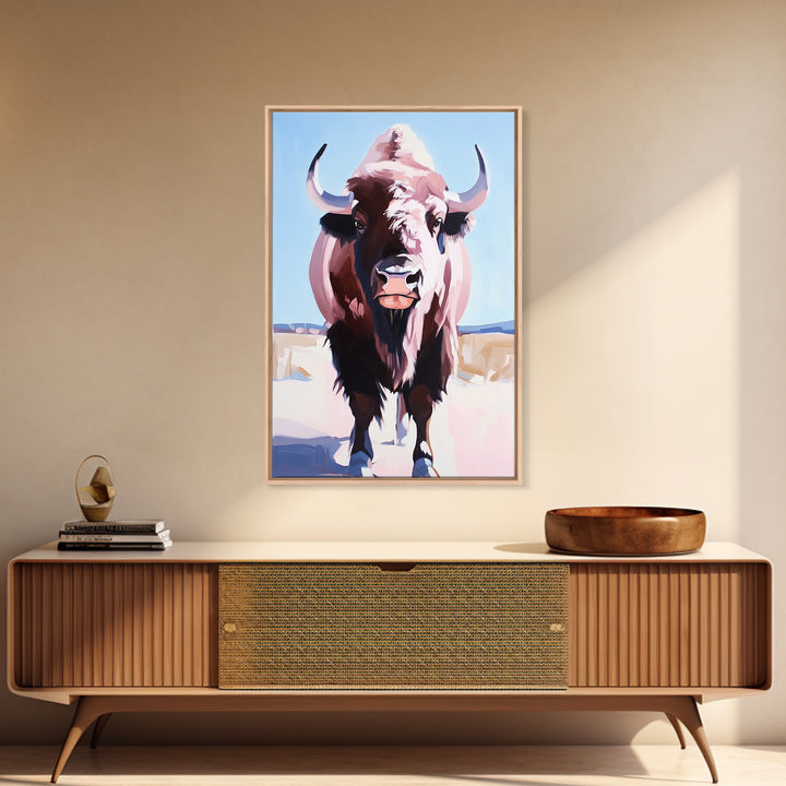 Majestic Bison, Southwest Wall Art, Rustic Decor, Bull And Bear Art, Canvas Print, Farmhouse Style, Living Room Art, Western Painting