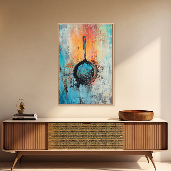 Abstract Frying Pan, kitchen art, food review kitchen art, rustic decor, geometric wall art, coffee wall art, Canvas Print
