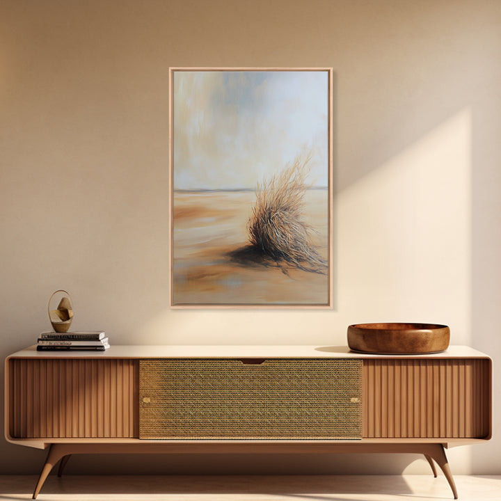 Desert Tumbleweed, southwest wall art, wabi sabi art, minimalist art, rustic decor, moody art, landscape painting, Canvas Print