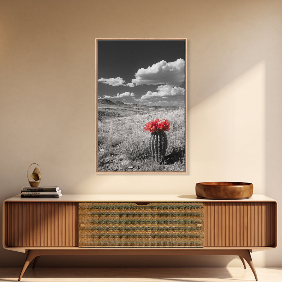 Cactus Bloom, Wildflower Painting, Botanical Prints, Nature Art, Rustic Decor, Southwest Wall Art, Canvas Print, Living Room Art