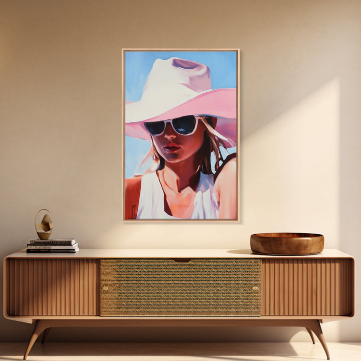 Coastal Cowgirl Painting, Black Cowgirl Art, Western Fashion Art, Moody Art, Southwest Wall Art, Canvas Print, Rustic Decor, Boho Art