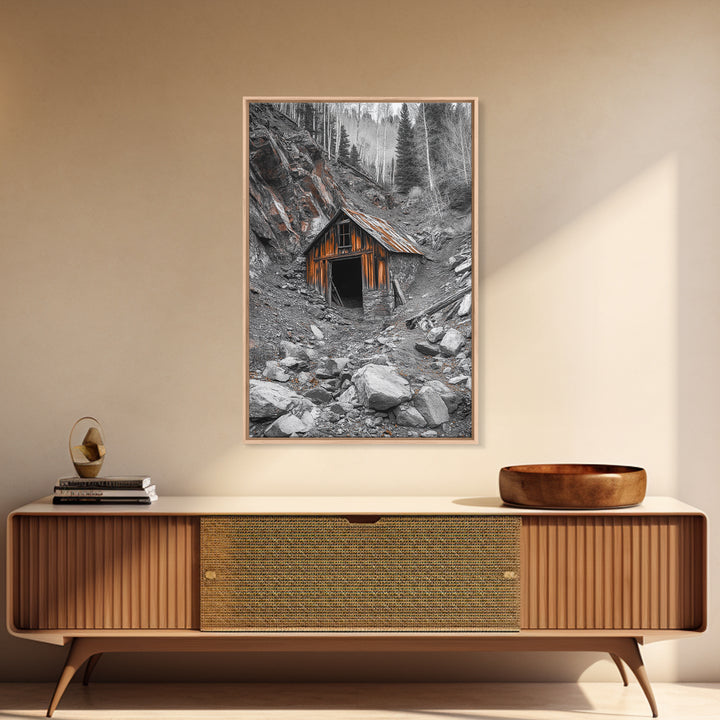 Cabin in the Woods, Rustic Barn Art, Wabi Sabi Wall Art, Moody Nature Art, Farmhouse Wall Art, Gift Idea, Framed Canvas Print, Boho Art