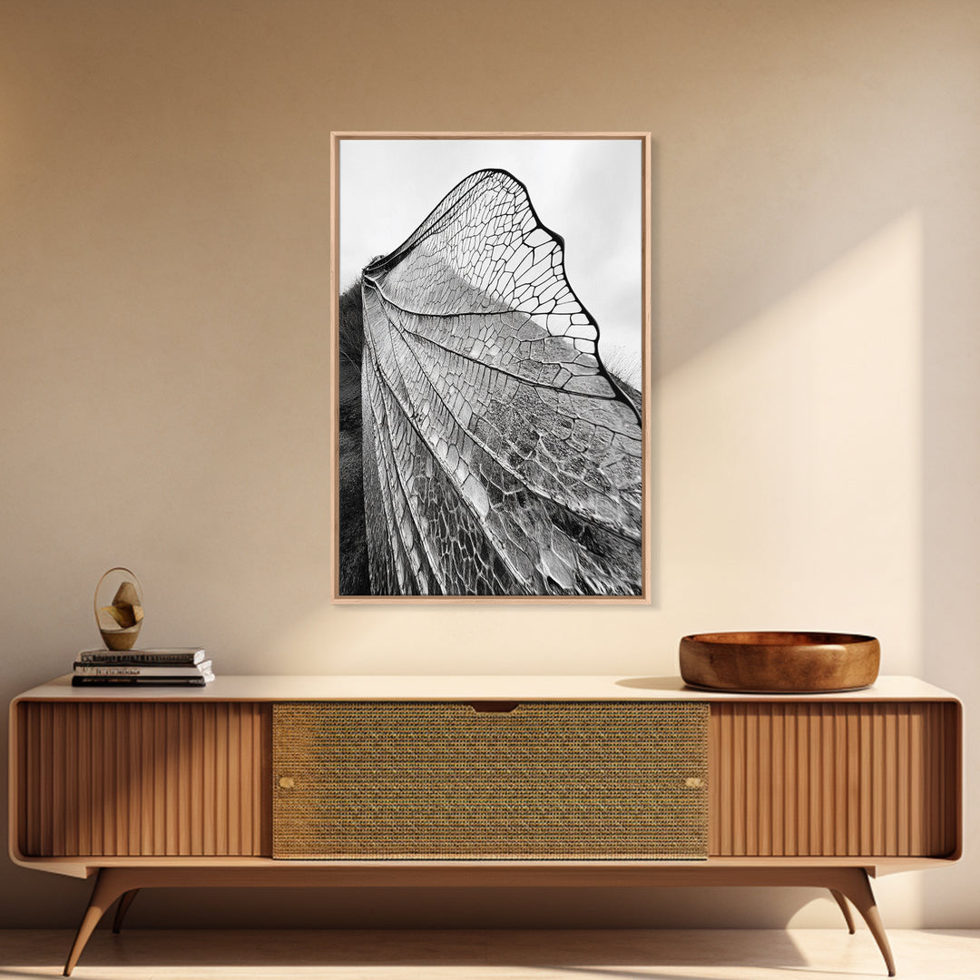 Dragonfly Wing, nature photography, moody art, wabi sabi art, minimalist art, botanical prints, framed canvas print, rustic wall art