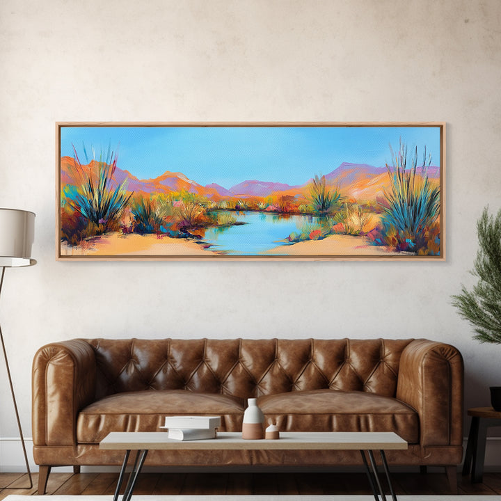 Coastal Landscape Art, Framed Canvas Print, Extra Wide Art, Lake Tahoe Art, Living Room Art, Panoramic Painting, Rustic Decor, Above Sofa Art