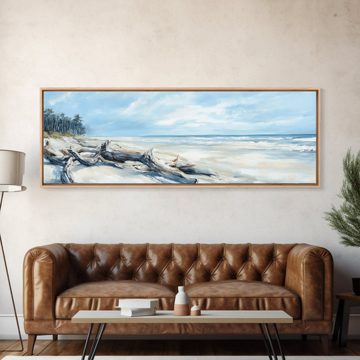 Coastal Decor, Framed Canvas Print, Nautical Painting, Seascape Painting, Rustic Wall Art, Extra Wide Art, Living Room Art, Above Couch Art