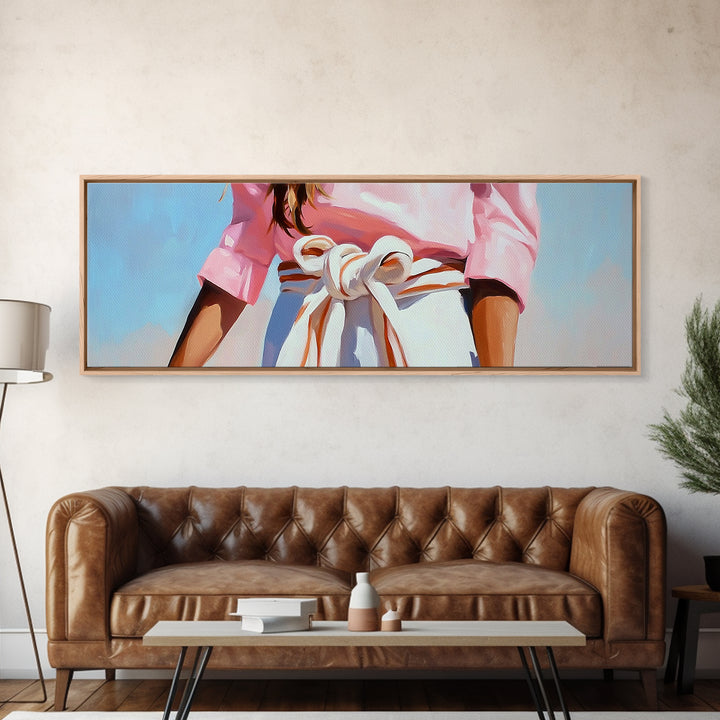 Minimalist Art, Framed Canvas Print, Fashion Illustration, Pink Wall Art, Modern Decor, Extra Wide Art, Light Pink Wall Art, Bedroom Art