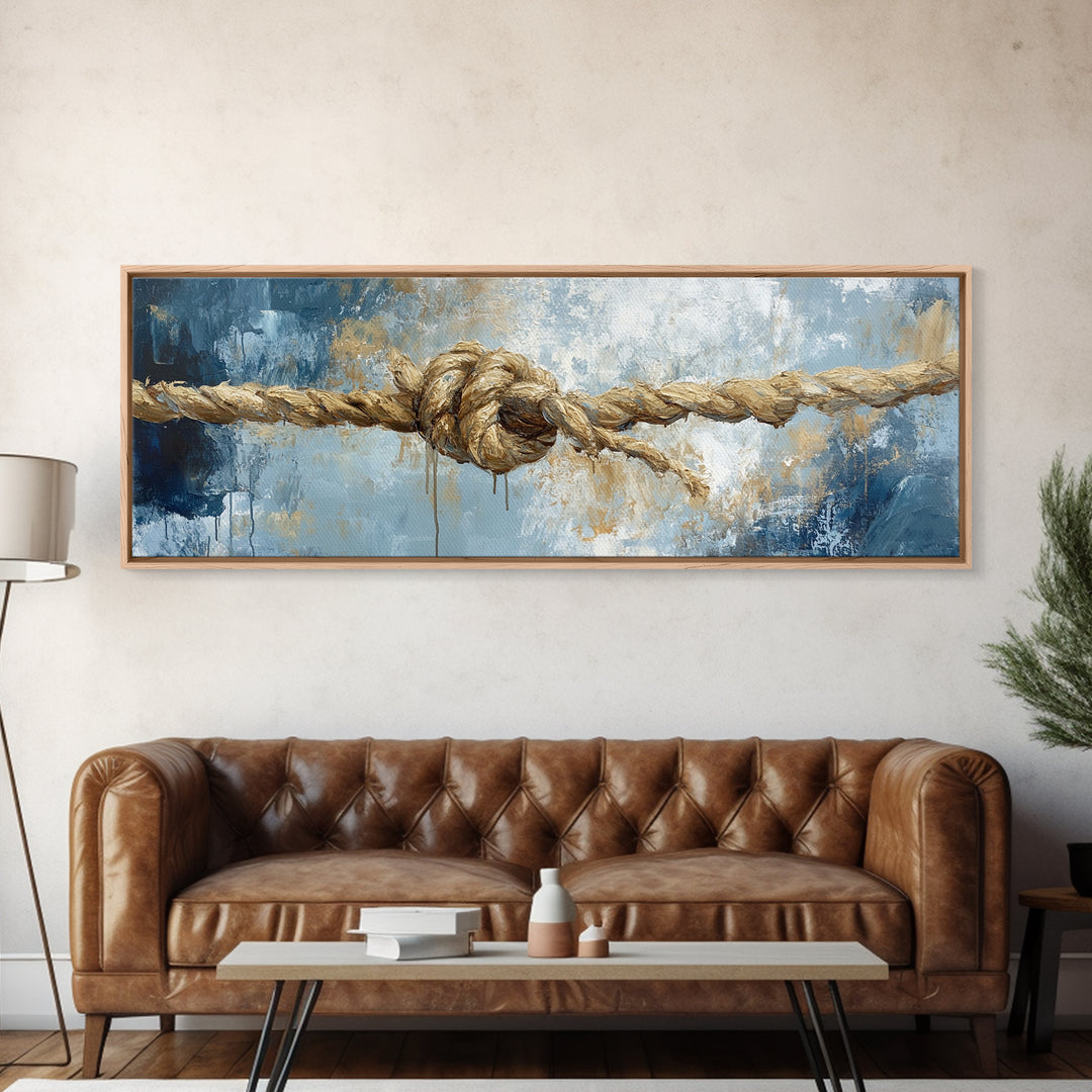 Nautical Rope Art, rustic decor, nautical painting, coastal decor, farmhouse art, wabi sabi art, framed canvas print, moody art