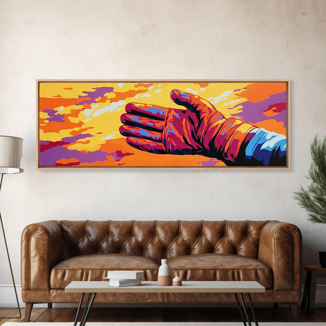 Vibrant Leather Glove Art, Canvas Print, Pink Orange Wall Art, Southwest Wall Art, Whimsical Art, Extra Wide Art, Rustic Decor