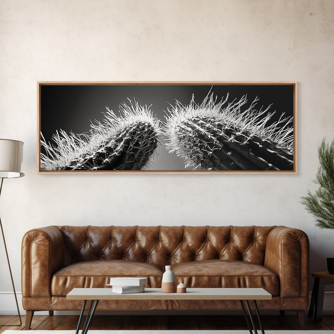 Desert Cactus, southwest wall art, moody art, Joshua tree art, extra wide wall art, nature photography, framed canvas print