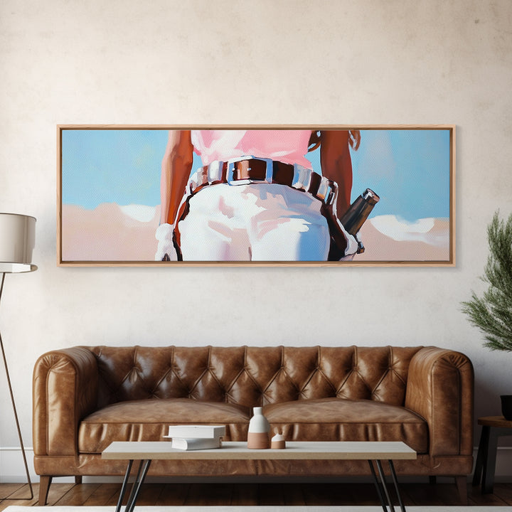 Cowgirl Painting, black cowgirl painting, western wall art, coastal cowgirl wall art, rustic decor, vibrant art, framed canvas print