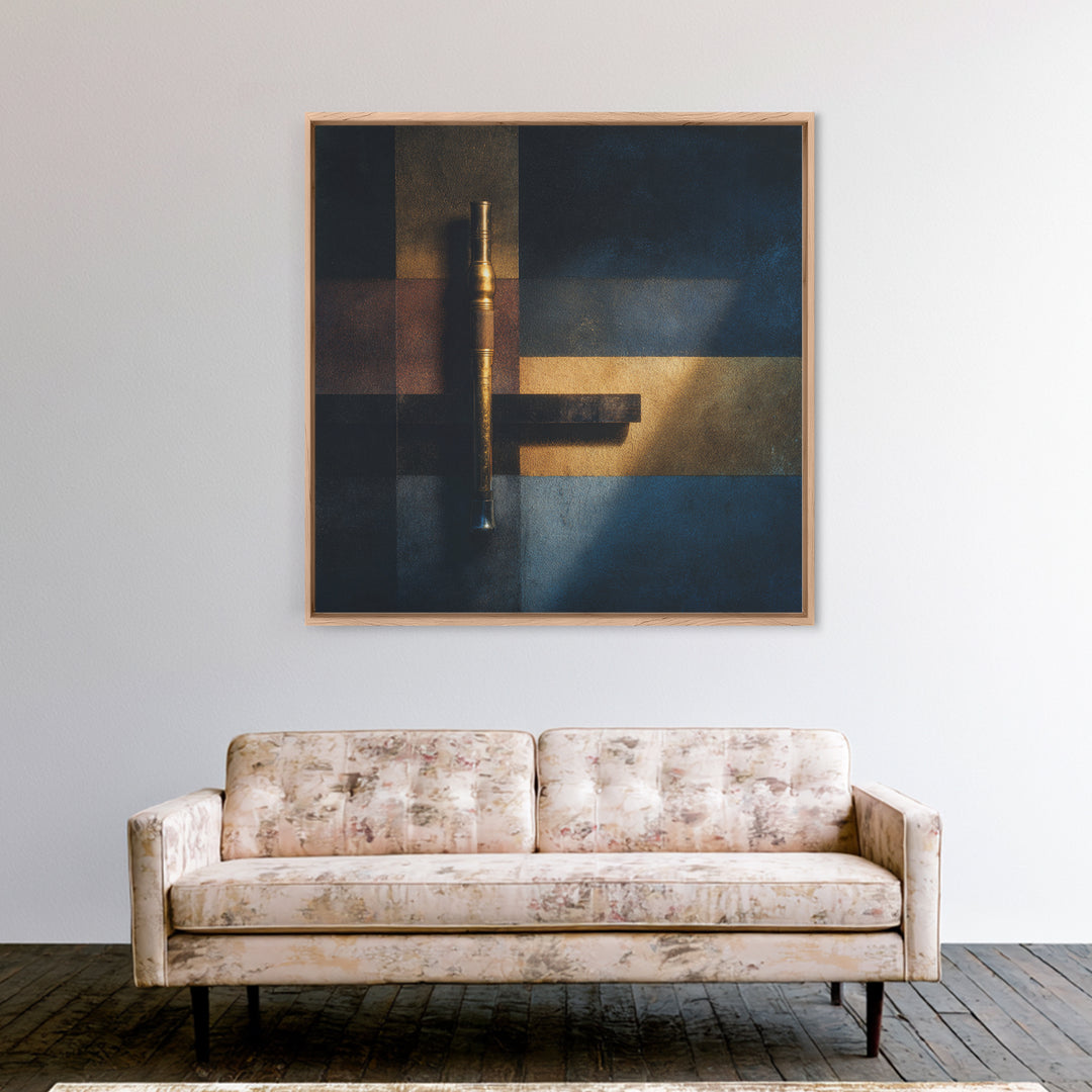 Conductor Baton and Sheet Shapes Without Text Canvas Print, Recording Studio Art, Music Posters, Studio Decor, Abstract Art, RSA-1x1-18