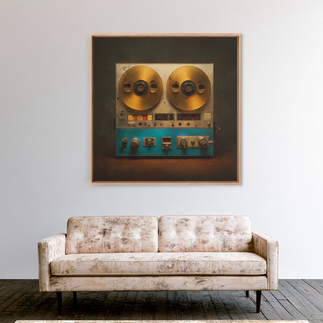 Reel to Reel Tape Machine Framed Canvas Print, Recording Studio Art, Unique Home Decor, Studio Decor, Fine Art, Analog, RSA-1x1-2