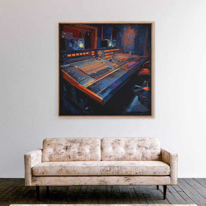Mixing Console Faders Canvas Print, Recording Studio Art, Music Studio, Studio Decor, Oil Painting, Analog, Modern Decor, RSA-1x1-30
