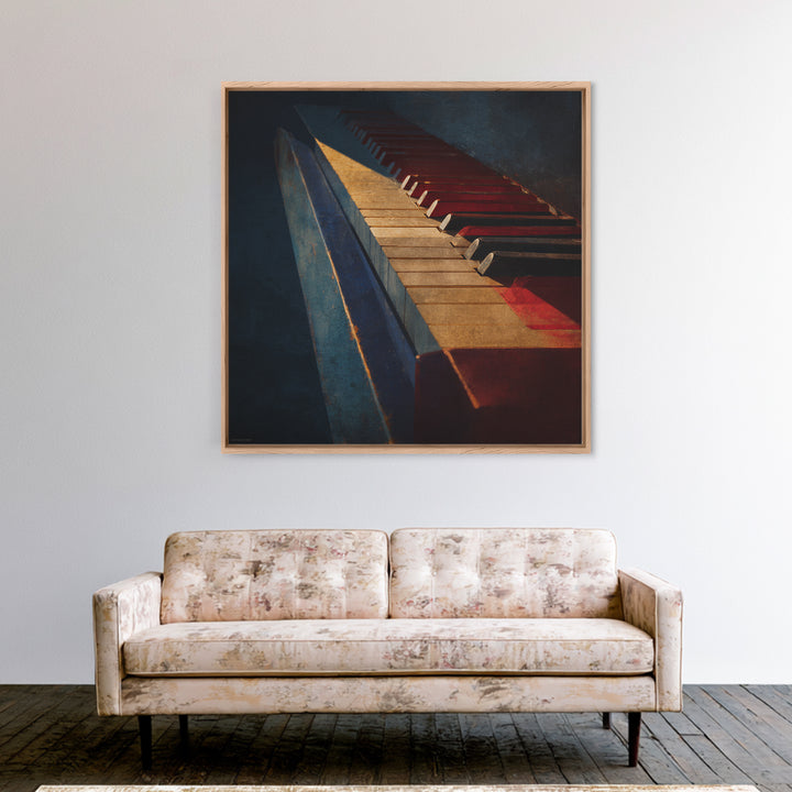 Piano Keys Fading into Shadow Framed Canvas Print, Recording Studio Art, Home Decor, Studio Decor, Analog, Minimalist Decor, RSA-1x1-32