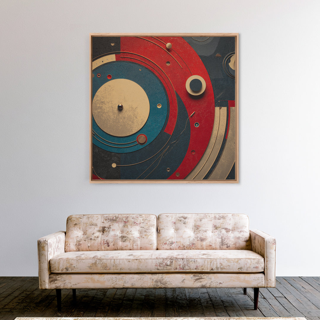Vinyl Groove Closeup as Circular Abstract Framed Canvas Print, Recording Studio Art, Musician Posters, Studio Decor, Analog, RSA-1x1-38