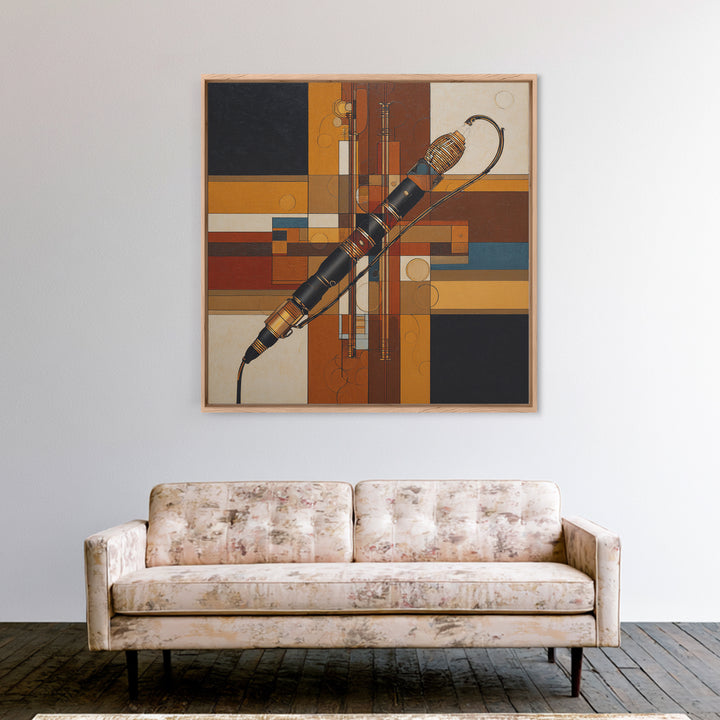 Microphone Cable Forming Elegant Line Art Canvas Print, Recording Studio Art, Studio Wall Art, Studio Decor, Abstract Art, RSA-1x1-45