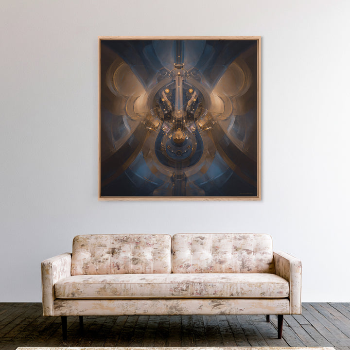 Album Cover Abstract Without Readable Text Framed Canvas Print, Recording Studio Art, Dtf Print, Studio Decor, Fine Art, Analog, RSA-1x1-46