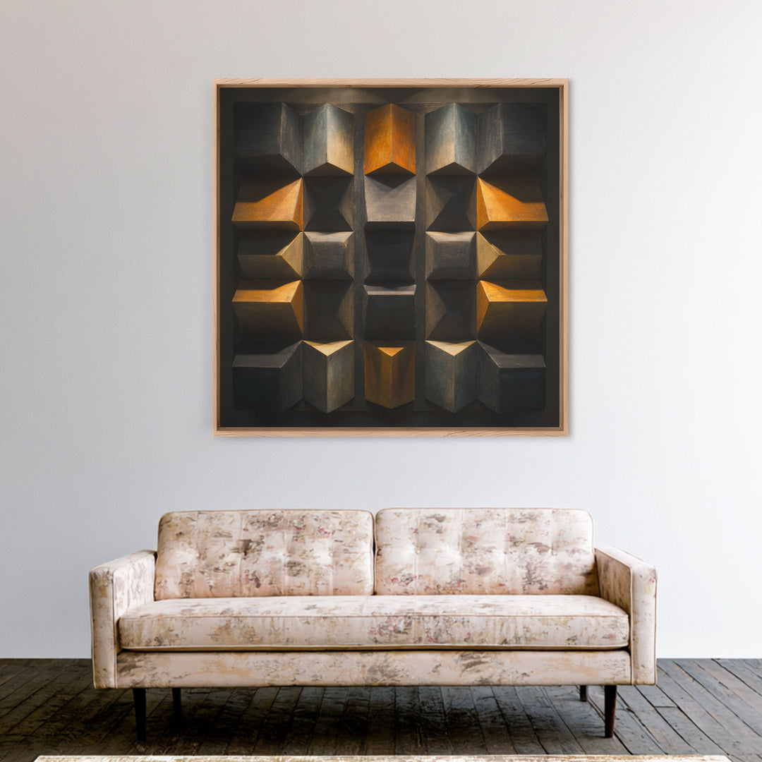 Sound Booth Foam Pattern Transformed into Design Framed Canvas Print, Recording Studio Art, Wall Decor, Studio Decor, Analog, RSA-1x1-48